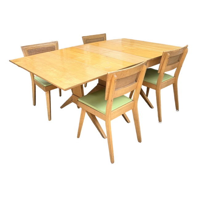 Mid Century Modern Drop Leaf Dining Table & 4 Chairs For Sale