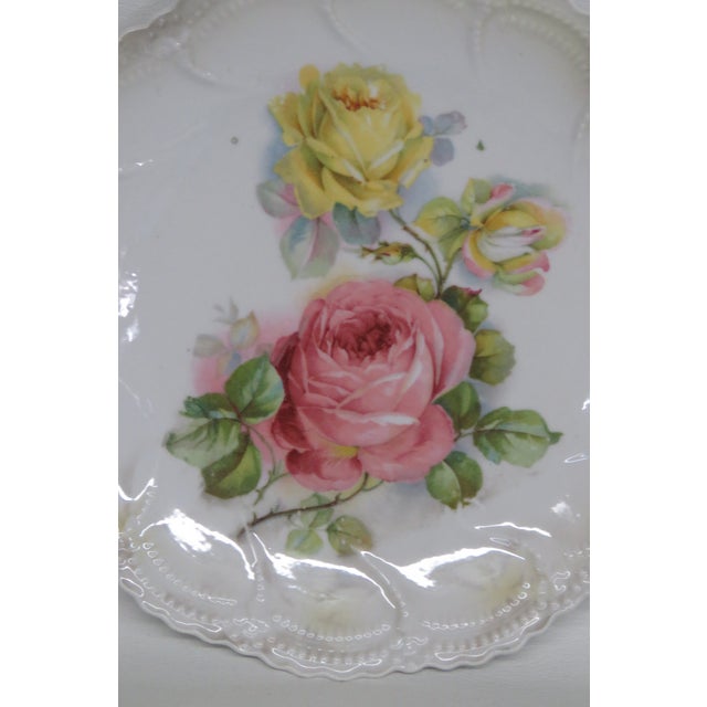Leuchtenburg Germany Rose Raised Design Scalloped Edge 4592b For Sale - Image 4 of 13