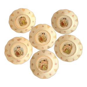 Antique z.s. & Co. Zeh Scherzer Bavaria Germany Cherub Plates- Set of 6