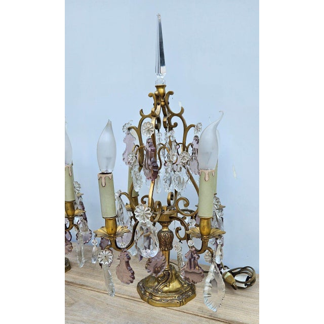 Large Louis XV Style Gilt Bronze and Crystal Chandeliers, Set of 2 For Sale - Image 5 of 13