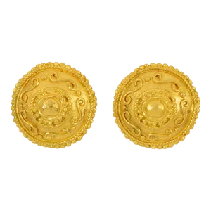 Ungaro Paris Ornate Gilt Metal Pair of Clip Earrings