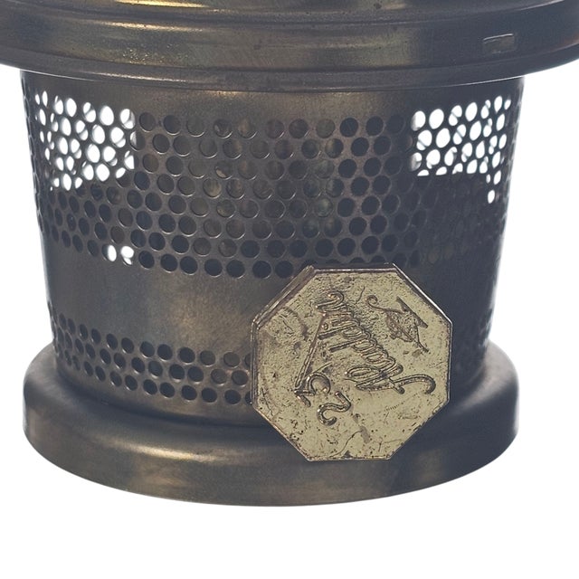 Aladdin Model 23 Glass & Brass Oil Lamps – Pair With Original Chimneys For Sale - Image 10 of 13