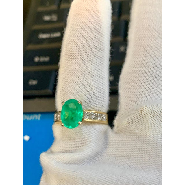 Oval Emerald and Diamond Ring 14 Karat Yellow Gold For Sale - Image 13 of 18