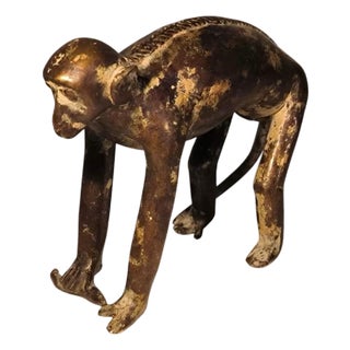 Bronze Sculpture of a Monkey with an Antique Brown Patina, 20th Century For Sale