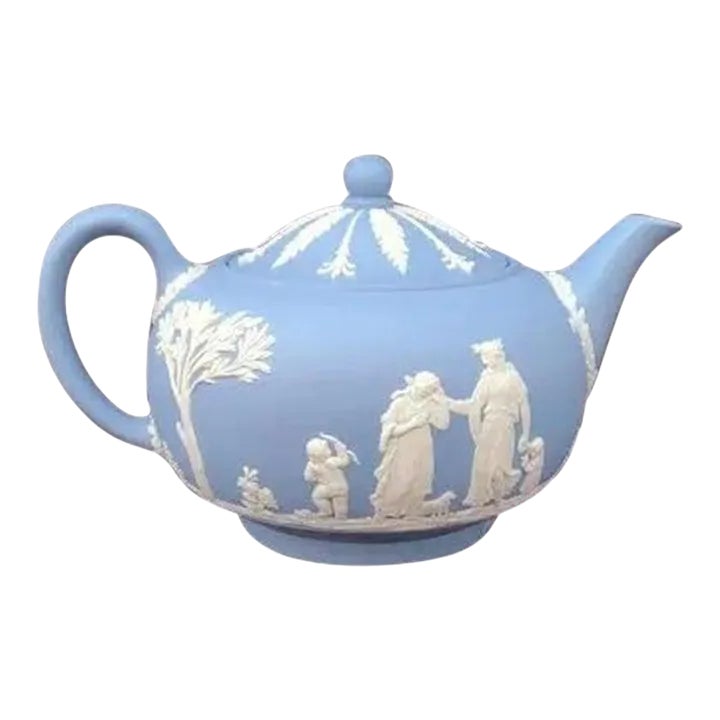 Wedgwood Blue Jasperware Teapot | Chairish