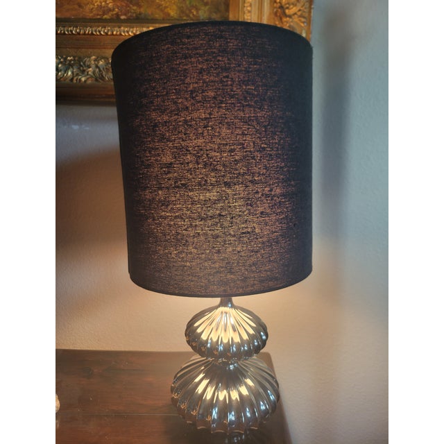 Late 20th Century Mid Century Modern Ribbed Chrome Table Lamp, For Sale - Image 9 of 12