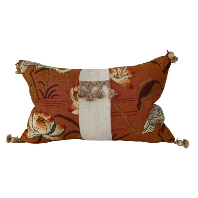 Schumacher Lotus Tassels Lumbar Pillow 12″ × 19″ For Sale - Image 4 of 6