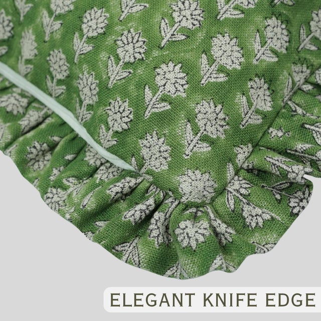 Fabdivine Ruffle Throw Pillow Pankhudi Print Decorative Accent Cushion for Sofa, Bed & Chair-12x20 For Sale - Image 6 of 6