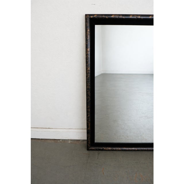 Glass Vintage Distressed Black Lacquer Style Wall Mirror For Sale - Image 7 of 10