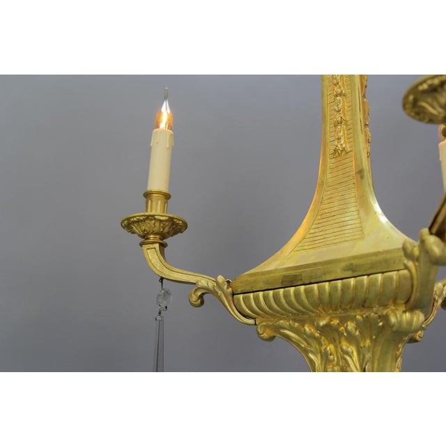 French Louis XVI Style Bronze 3-Light Chandelier, Early 20th Century For Sale - Image 11 of 18