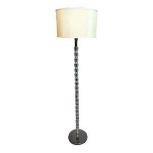 Crystal Floor Lamp with Faceted Glass Pole and Chrome Base