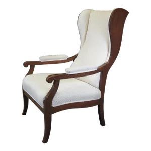 Antique German Biedermeier Mahogany Fauteuil Wingback Library Arm Chair