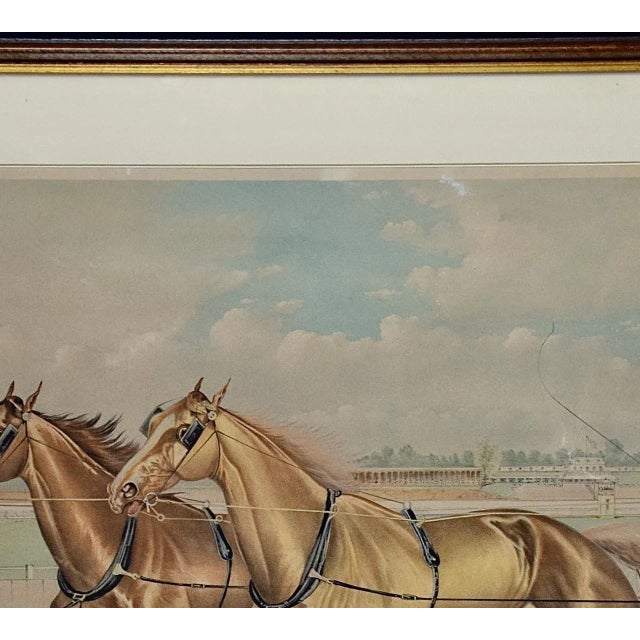 19th C. Currier & Ives Lithograph "Celebrated Trotting Team Edward & Swiveller", 1882 For Sale - Image 10 of 11