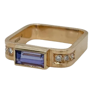Signed Gabriel Ofiesh 14 Karat Gold & Tanzanite Band Ring Size 6