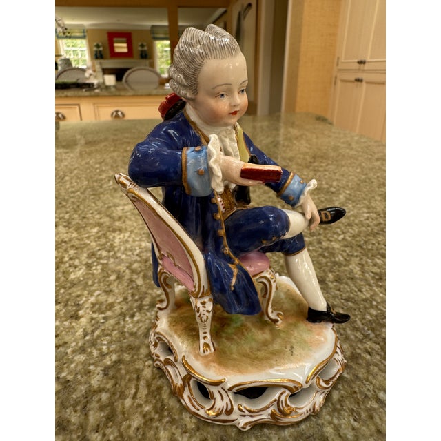 Pair of 19th Century Porcelain Figures of a Boy and Girl Likely From the Nymphenburg Porcelain Factory Germany For Sale - Image 11 of 16