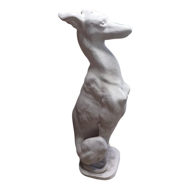 Vintage Cast Cement Whippet Outdoor Statue For Sale