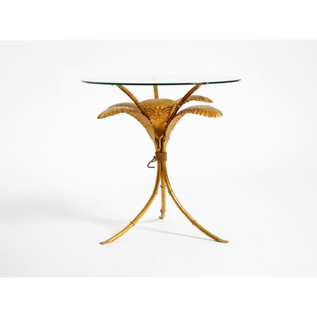 Mid-Century Florentine Gilded Side Table with Large Leaves and Glass Top, 1960s For Sale - Image 4 of 18