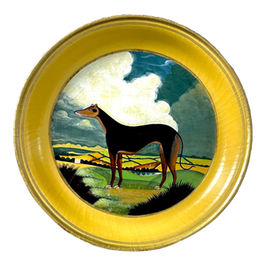 English Tole Tray With Greyhound Painting Attributed to William Henry Ruggles Circa 1840