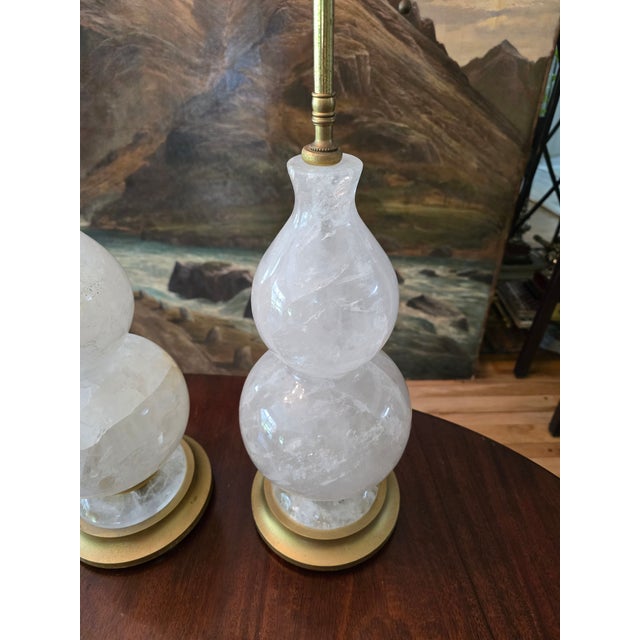 1990s Post Mid Century Modern Pair Rock Crystal Lamps - a Pair For Sale - Image 9 of 9