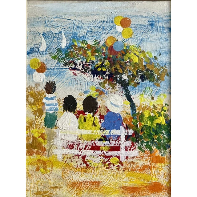 PALM BEACH ESTATE TREASURE!! “Fun” Original Oil Painting by Delon MCM Midcentury Naive Art depicting Colorful Children....