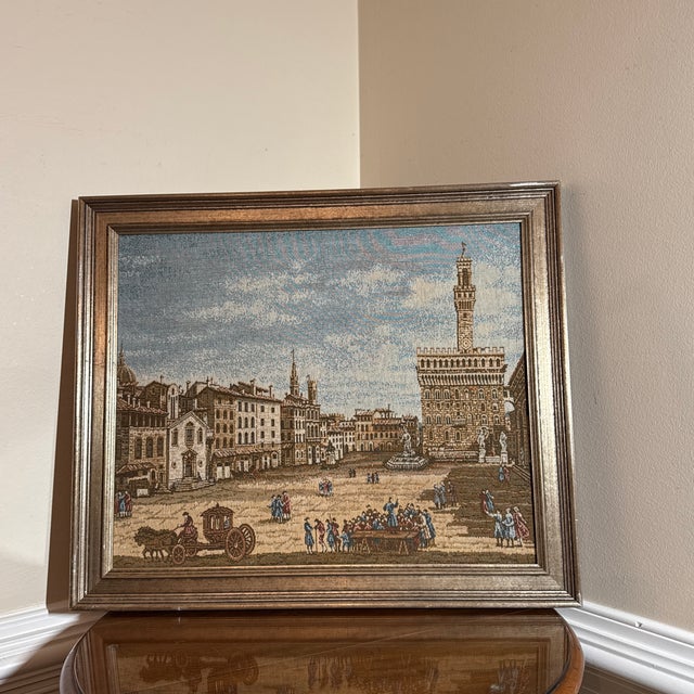 Wood Vintage Italian Framed Needlepoint Textile For Sale - Image 7 of 10