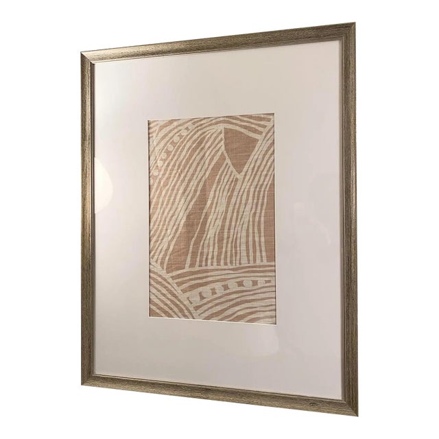 Abstract Framed Textile in Blush and Ivory For Sale