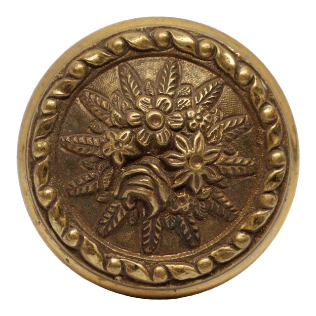 Cast Brass Floral Radial Door Knob For Sale