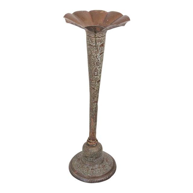 Antique Copper Vase with Hindu Scenes, 19th Century For Sale