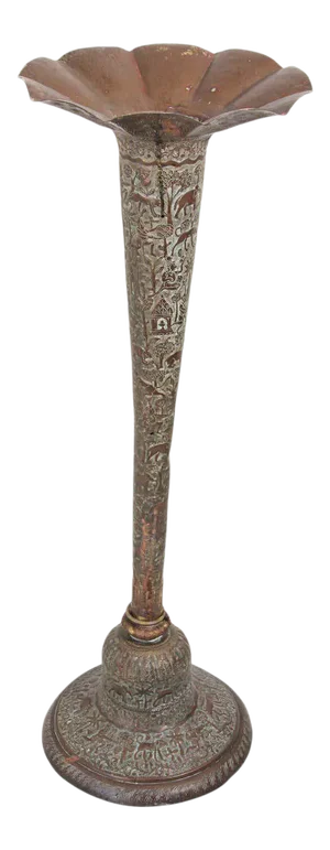 Antique Copper Vase with Hindu Scenes, 19th Century