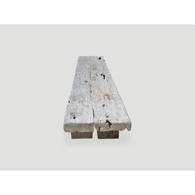 Andrianna Shamaris St. Barts Bleached Teak Wood Bench For Sale - Image 17 of 18