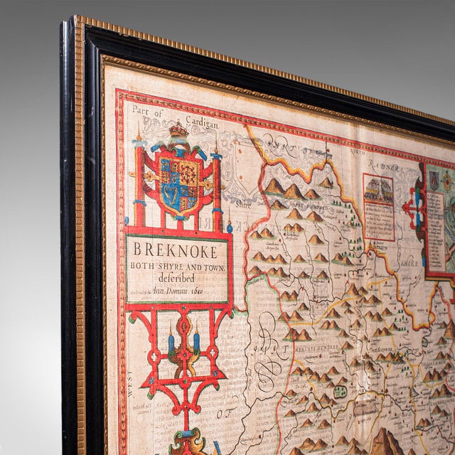Antique Map of Breconshire, English, Framed, John Speed, Dual Sided, Circa 1627 For Sale - Image 12 of 12