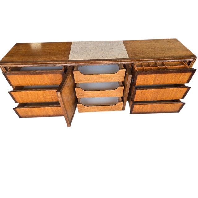 Brown Vintage Witz Mid-Century Modern Walnut Triple Dresser by Witz Furniture For Sale - Image 8 of 11