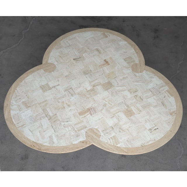 Maurice Bailey Large Scale Travertine Trefoil Coffee Table by Monteverdi Young For Sale - Image 4 of 9