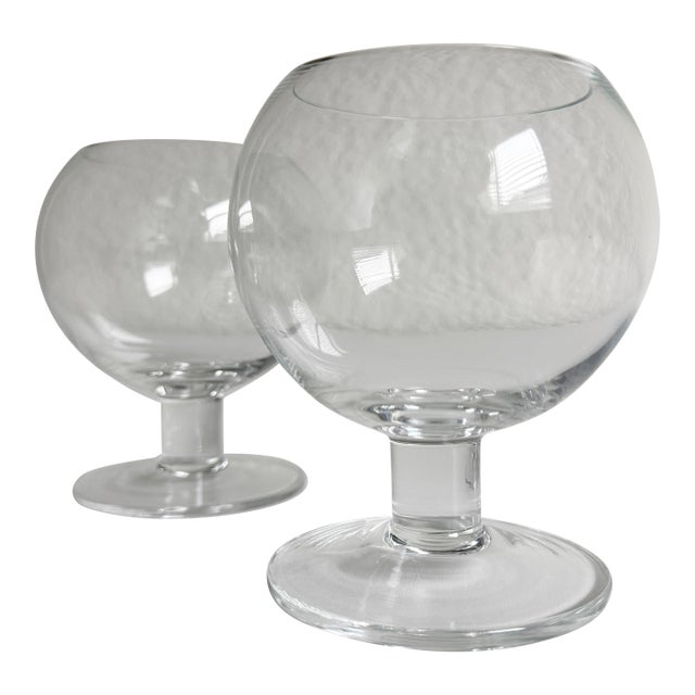 Vintage Scandinavian Style Glass Snifters - A Pair For Sale