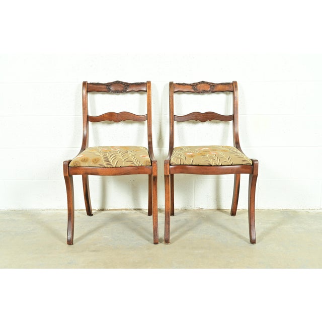 A gorgeous pair Regency style dining chairs or side chairs In the manner of Kindel Furniture Manufactured by The...