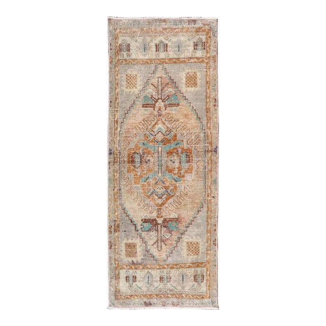 Vintage Turkish Oushak Rug With All-Over Sub-Geometric Medallion Design For Sale