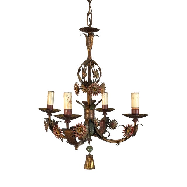 Lacquered Iron Chandelier, Turin, Italy, 1960s For Sale