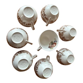 Vintage Johnson Brothers Bros Windsor Ware Harvest Lovely Tea Cups - Set of 8 For Sale
