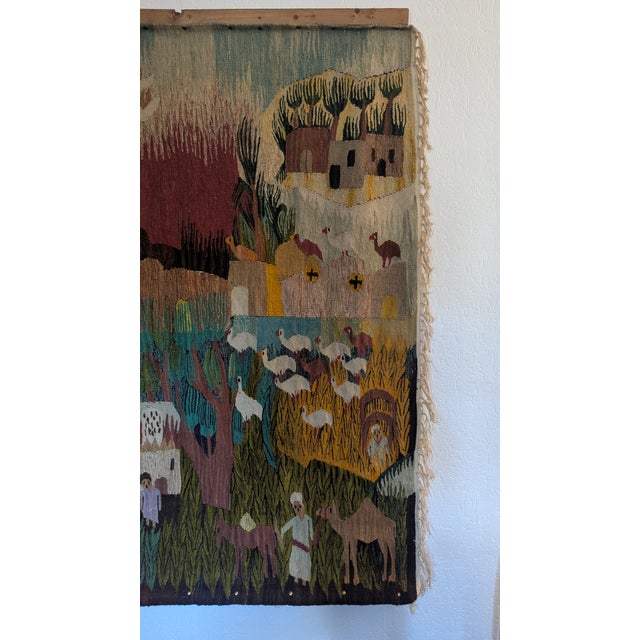 Tapestry by Alfredo Gauro Ambrosi, 1920s This 100% wool tapestry, depicting a tropical village, is part of a group of...