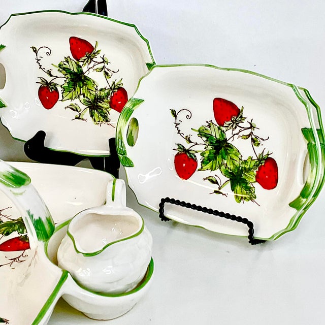 1950s 1950s Vintage English Chippendale Strawberry Serving Dishes - 7 Pieces Feature Set For Sale - Image 5 of 10