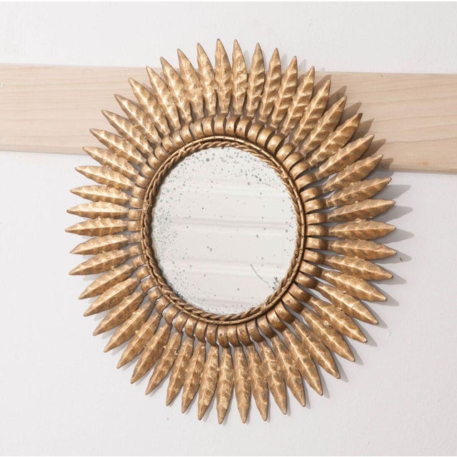 Early 20th Century French Gold Metal Starburst Mirror Chairish
