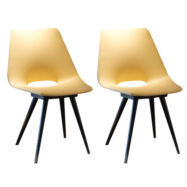 Set of Yellow Chairs by Pierre Guariche, 1950s For Sale
