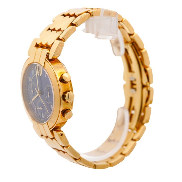 Blue Harry Winston Premier Chronograph 18k Yellow Gold Navy Dial Mens Luxury Watch For Sale - Image 8 of 13
