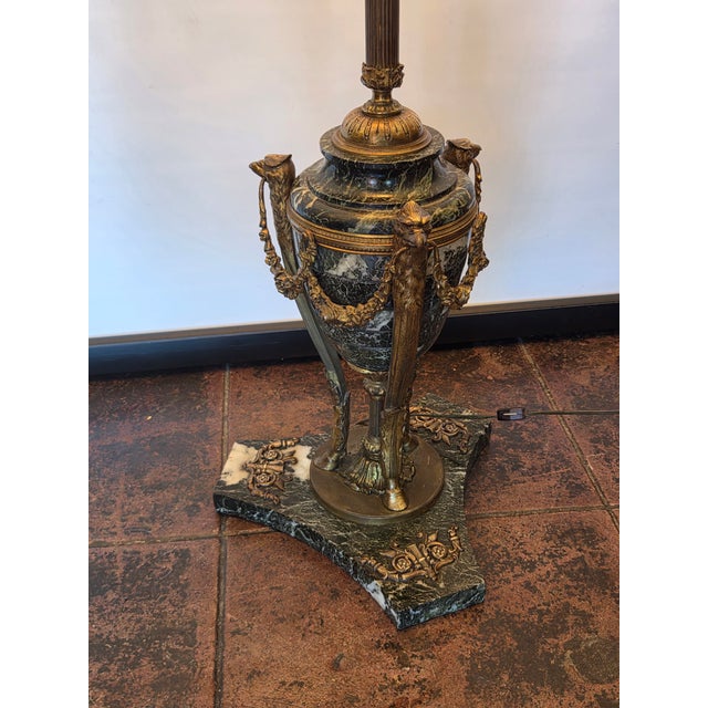 French Empire Ostriches Neoclassical Napoleonic Floor Lamp Marble, Bronze and Metals For Sale - Image 14 of 17