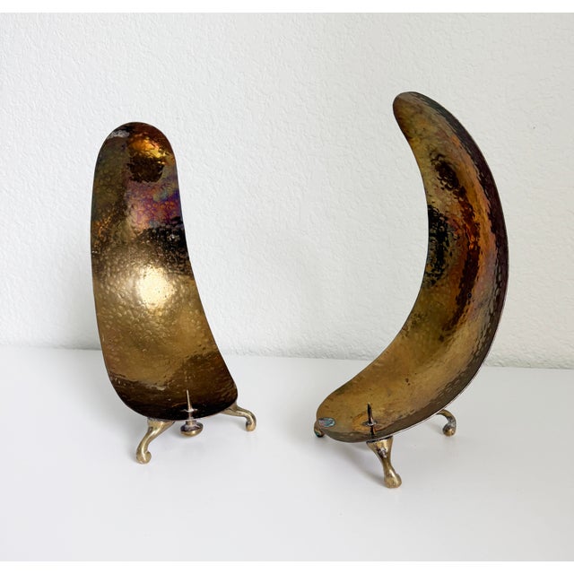 1950s Carl Auböck Style Brass Scoop Candle Holders - A Pair For Sale In Sacramento - Image 6 of 14