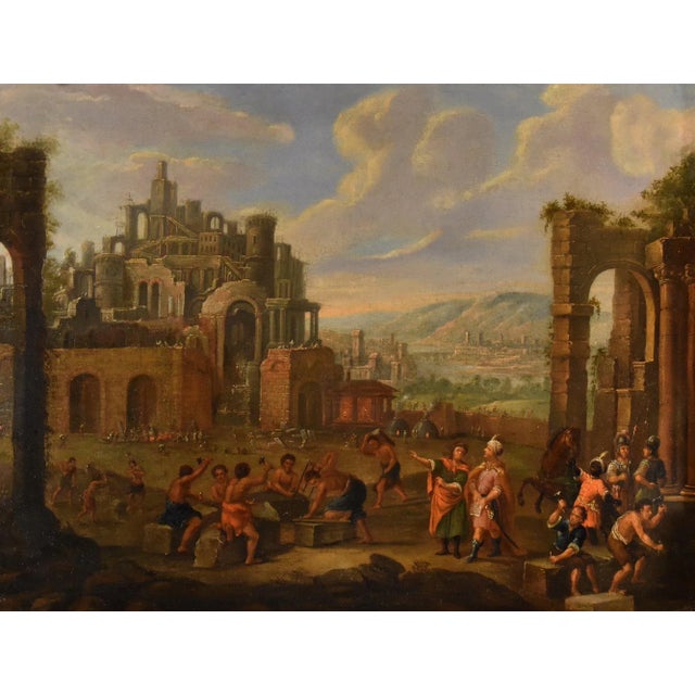 Flemish painter, 17th-18th century building of the tower of babel oil on canvas 51 x 64 cm - framed 66 x 78 cm if there is...