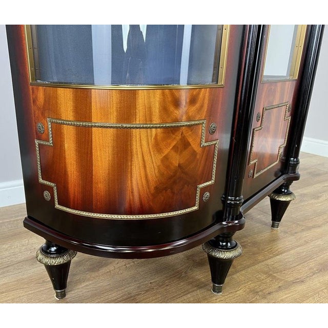 Metal Vintage French Empire Style Display Cabinet with Marble Top For Sale - Image 7 of 18