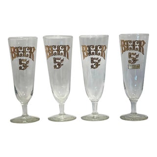 Culver Vintage Beer 5 Cent Pilsner Glass 22k Gold Lettering- Set of 4 For Sale