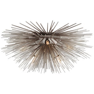 Kelly Wearstler for Visual Comfort Signature Strada Small Flush Mount in Burnished Silver Leaf For Sale