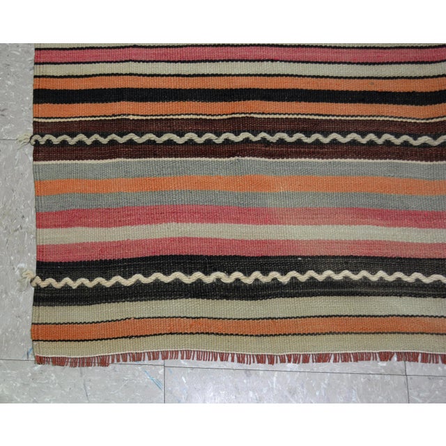 Vintage Turkish Anatolian Hand Made Organic Wool Natural Color Dowry Kilim,4'8"x6'6" For Sale - Image 4 of 5